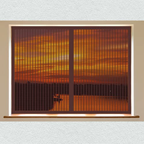 Zanzariere A Calamita Per Finestre 115 x 65 cm Telaio Magnetico Per Finestra Non Richiede Perforazione Tenda Anti Zanzare Insetti Zanzariera Porta Finestra, Marrone