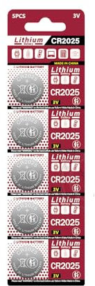 MUNDDY - Pack de 5 Pilas de Boton en Blister Pila Boton Litio CR2025 3V Blister*5