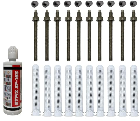 BATIFIX Schwerlast-Montageset I M8x110 Ankerstangen A4 + Siebhülsen inkl. Injektionsmörtel und Hutmuttern I Schwerlast-Anker I Schwerlast-dübel (Edelstahl V4A, M8 x 110 mm)