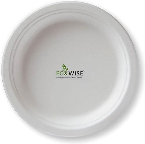 Strong X-Large Round Bagasse Plates, Biodegradable & Compostable ECO Friendly Dinner Party Sugarcane Paper Plates -12 inch, Perfect for Everyday USE Party Picnic BBQ Work (12 inch - 50 Pack)