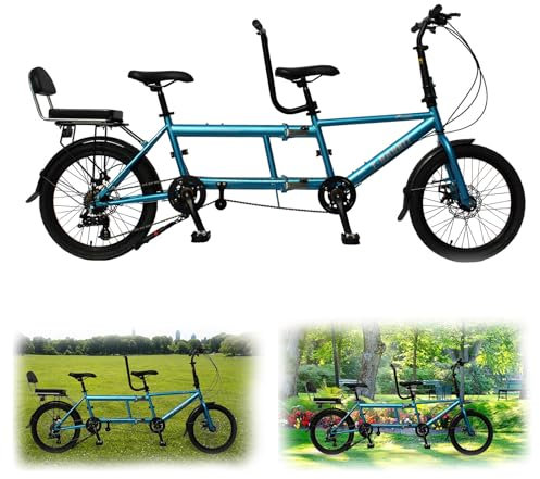 Bicicleta Tándem Plegable para Crucero de Playa, Bicicleta Tándem para Ciclismo, Bicicleta Plegable Tándem Urbana para Adultos, Ruedas de 20, Tamaño 210x35x110cm/110x35x62cm, Carga Máxima 200kg blue