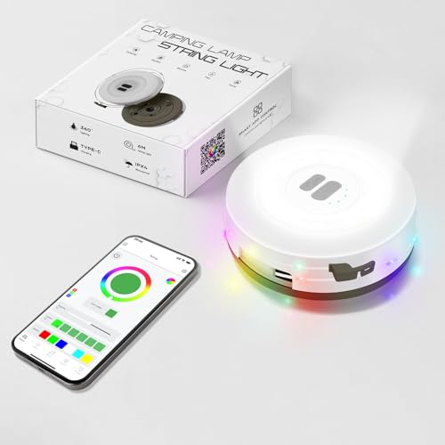 Civikyle 6M LED Lichterkette Bunt Außen Innen Campinglampe Aufladbar APP Kontrolle Wetterfest für Aussen Garten Balkon Vorzelt Bäume Weihnachten Party Festival Deko
