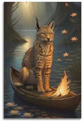 HAYZE Animal Artwork Poster Luchs an Bord, dekorative Leinwand, Wand- und Kunstposter, Malerei, 30 x 45 cm