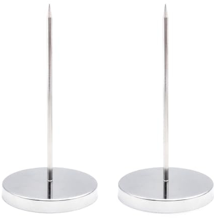JZK 2x Pinchos para notas pincho tickets Tenedor de Factura Recibo Oporte para Recibos de Papel Pincho para Tickets con Fondo Redondo para Restaurantes Bares Oficinas