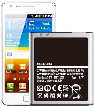 Batterie pour Samsung Galaxy S2 / SII (i9100, 1800 mAh, remplacement de la batterie sans NFC)