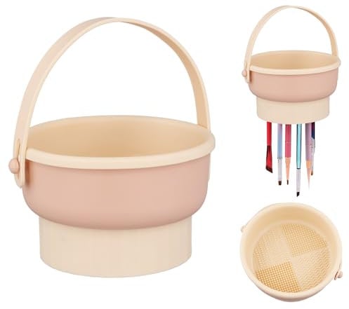 2 in 1 Makeup Brush Cleaning Washing Bowl, Makeup Brush Cleaner Mat Silicone Cosmetic Brushes Cleaner Pad with Brush Holder & Handle, Makeup Brush Scrubber Tool for Women Girls