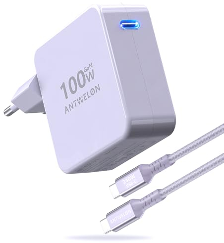 ANTWELON 100W USB C Chargeur GAN Ordinateur Portable Type C pour MacBook Pro 16 15 14 Zoll, MacBook Air, iPad Pro, Galaxy S24 S23, Dell XPS, HP, Lenovo Thinkpad Yoga, Tablet