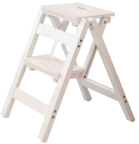 Folding chair Silla escalera creativa Silla escalera plegable multifuncional Silla escalera ascendente de interior Taburete escalera de dos peldaños de madera maciza Taburete escalera multiusos de int