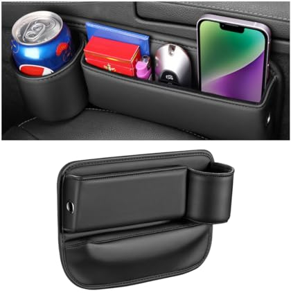 JNNJ Autositzlücken-Organizer Aufbewahrungsbox, Leder Auto Lückenfüller Organizer, Auto-Mittelkonsole, Autositz-Seitentaschen-Organizer(für Hauptfahrer)