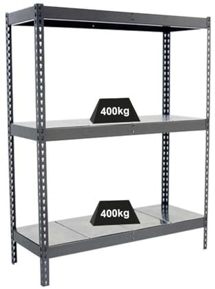 PROREGAL Schwerlastregal Metal YETI Three | HxBxT 200x180x75cm | Fachlast 400kg | Grau | Regal Standregal Werkstattregal Lagerregal Kellerregal