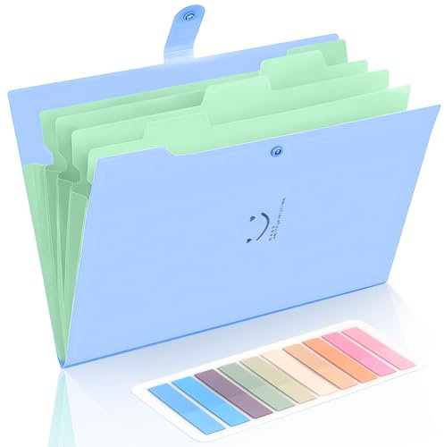 Dokumentenmappe A4 Mit 200-Etiketten, 5-Fächer Mappe, Sammelmappe Mit Druckknopf Für Zuhause, Büro, Schule Und Auf Reisen (Violett)