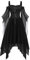 Mymyguoe Gothic Halloween Kleid Kostüm Damen Spitze Fledermaus-Ärmel Renaissance Kleid Vampir Kostüm Hexenkleid Viktorianisch Mittelalter Damen Faschingskostüme Steampunk Mittelalterkleid Ballkleid