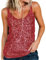 AirMood Frauen Sexy U-Ausschnitt Sparkle Shimmer Tank Westen Pailletten Tops Disco Pailletten Tank, rot, M