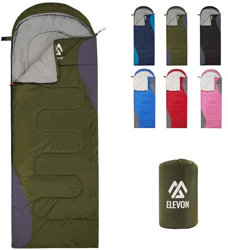 Elevon Schlafsack für Erwachsene, Teenager, Kinder, kaltes warmes Wetter, tragbar, wasserdicht und leicht, kompakt mit Kompressionssack, für 3–4 Jahreszeiten, Camping, Rucksackreisen, Wandern, Reisen,