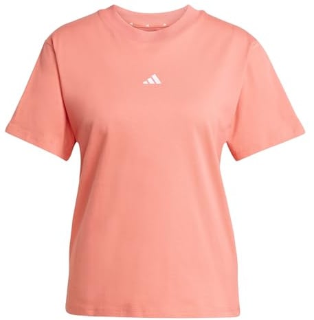 adidas Damen Essentials SMALL Logo Cotton T-Shirt, semi Turbo/White, L