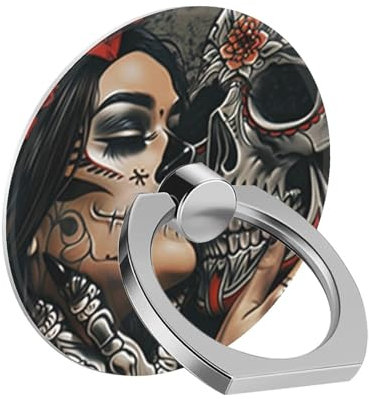 One Piece Set of Phone Ring Holders Day of The Dead Skeleton Girl Love Featuring A 360° Rotation Function Suitable for Smartphones, Tablets, and Other Devices Designing Advanced Pattern