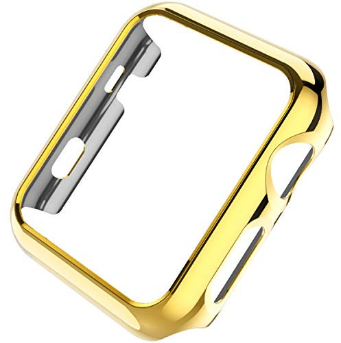 Leotop Compatible con Apple Watch Case 40 mm 44 mm, Super Thin PC Plated Bumper Protector Brillante Carcasa Ligera Slim Shell Resistente a Golpes Marco Accesorios (Oro, 40 mm)