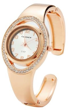 CANSNOW Damenuhr Roségold – Elegante Damen Uhr | Uhr Damen Roségold | Spangenuhr Damen | Uhren Damen | Frauen Uhren | Damen Armbanduhr | Damenuhr Rosegold | Uhr Rosegold Damen (Rosegold-Weiß)