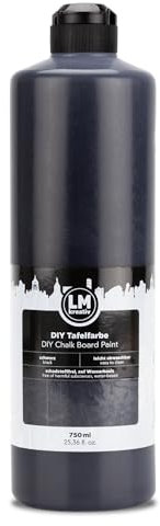 LM-Kreativ Pintura de pizarra de 750 ml – Negro – Pintura de pizarra negra para rotulación creativa con tiza. Decoraciones en madera, metal, vidrio y paredes. Fácil de aplicar, no tóxico y fácil de