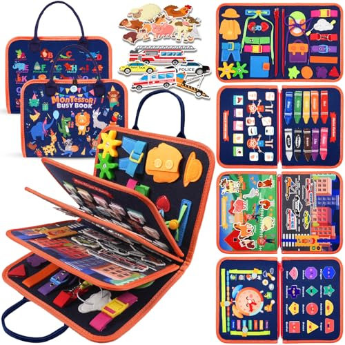 ZOOI Busy Board Montessori Spielzeug ab 1 Jahr, Busy Book Quiet Book Kinderspielzeug ab 1 2 3 4 Jahre, Baby Geschenk Spielzeug ab 2 3 4 Jahre, Kinder Adventskalender Füllung