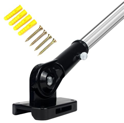 Soporte de Montaje para mástil de Bandera, Soporte para Mástil de Bandera de Metal, Soporte de Pared para Asta de Bandera, Soporte de Mástil Ajustable, Soporte Bandera Exterior e Interior, Negro