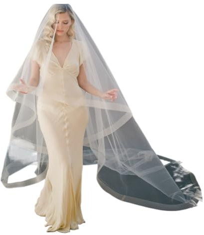 SPPEOUKJ Brautschleier Brautschleier ohne Kamm Einlagige Brautschleier Für Frauen BräUte(Ivory,150cm)