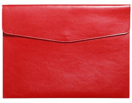 RisePlus Dokumentenmappe A4 Leder, Aktentasche A4 aus PU-Leder, wasserdichte Büro- und Reisetasche für Dokumente, Vintage-Design mit Stifttasche(Rot)