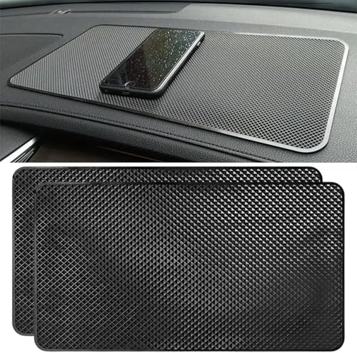 2 Stück große Anti-Rutsch-Auto Armaturenbrett klebrige Pads, 27 x 15cm Anti-Rutsch-Gel Auto Schmutz Matten, Selbstklebende PU Magic Auto Pads, hitzebeständig, für Autos