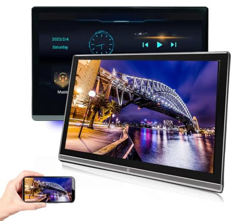 QIeAny 13.3-inch Headrest Player, Car Rear Seat DVD Players(2PCS), Screen Mirroring, 4K HD Playback(Resolution: 1920 × 1080), Supports Wireless WIFI, USB + TF Interface,2PCS