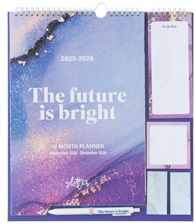 Grupo Erik Kalender 2025 2026 Glitter Familienplaner Kalender 2026 Wandkalender 2025 2026 - Monatsplaner für 16 Monate - Offizielles Lizenzprodukt