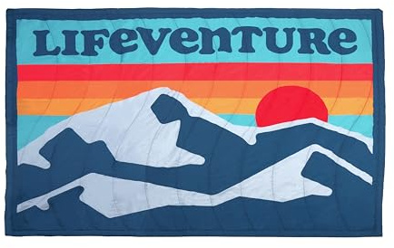 Lifeventure Sundown Fleece Lined Camping Blanket | Windproof and Water Resistant Warm Thermal Throw for Camping, Road Trips, Van Living and Picnics 200 x 140cm, Retro