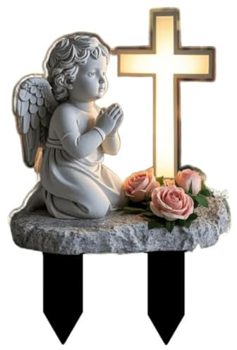 JACKANNA 2D-Hofschild, Grabschmuck Wetterfest, Grabdeko, Friedhof Deko, Grab Deko Wetterfest stilvolles Blumentopf-Ornament, flaches Acryldekor für den Topfhof (3)