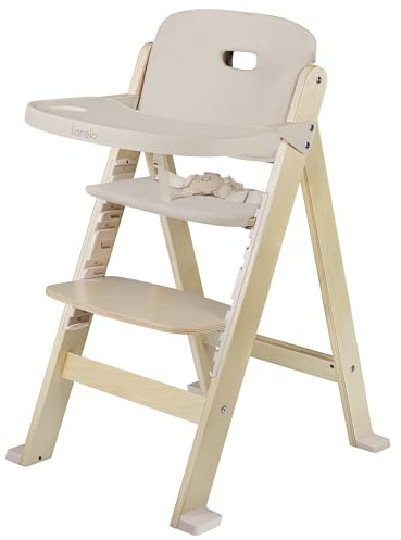 Lionelo Floris Holz-Hochstuhl – mitwachsender ab 6 Monaten bis 40 kg | Kinderhochstuhl verstellbares Sitz & Fußbrett, 5-Punkt-Gurt, abnehmbares Tablett, leicht zu reinigen