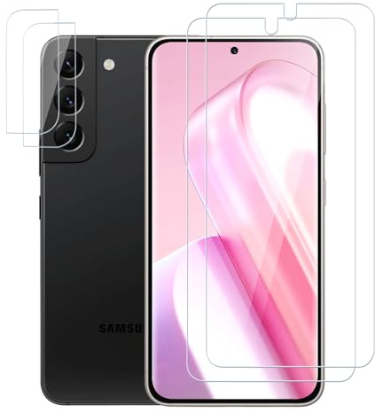 VideoSecu 2+2 pièces 3D Verre Trempé pour Samsung Galaxy S22 Plus Protection écran, 0,33mm & Dureté 9H, Anti-Rayures, 100% sans Bulles Vitre Protection, Haute Sensibilité Caméra Arrière Protecteur