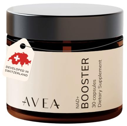 AVEA NAD+ Booster Softgel-Kapseln - Entwickelt in der Schweiz - Natürliches Immunitäts - Supplement mit Trans-Resveratrol, CoEnzym Q10 & Pterostilben - Schützt vor oxidativem Stress