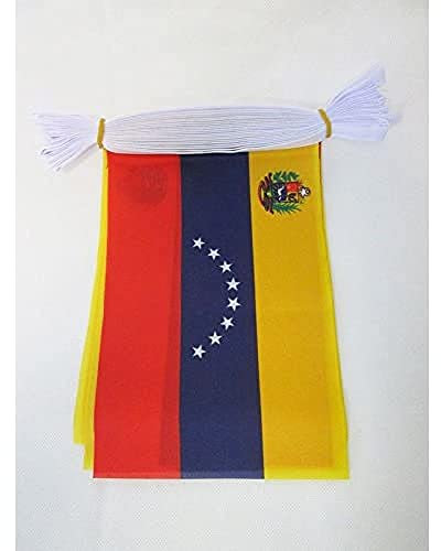 AZ FLAG Guirnalda 6 Metros, 20 Banderas de Venezuela 21x15 cm, Bandera Venezolana 15 x 21 cm - Banderines venezolanos