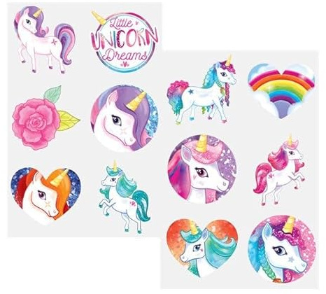 HENBRANDT Unicorn Tattoos. Pack of 10 Sheets, 6 per Sheet