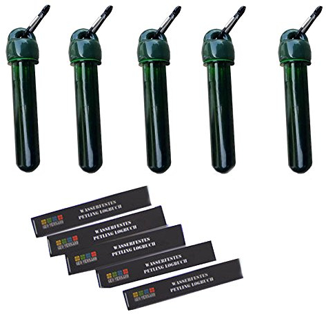 GEO-VERSAND 5 x Petling mit Pet-cap und Logbuch Geocaching Versteck, grün, 100388-A