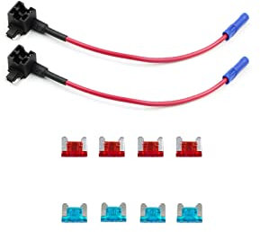 KOLACEN Automotive Car Truck 2 Stück 16 Gauge Add-a-Schaltung Sicherung TAP-Adapter für Low-Profile Mini Blade Typ Sicherung + 8 Stück Low Profile Mini Sicherung 10pm 15Apm