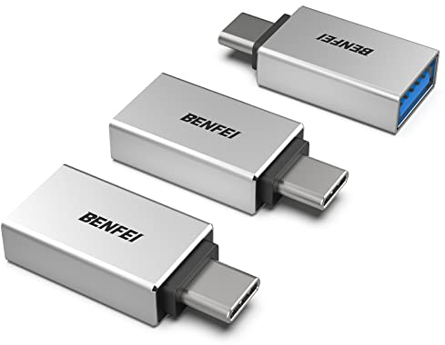BENFEI USB C auf USB 3.0 Adapter, 3 Stück OTG USB Typ C Adapter [Thunderbolt 3/4] to USB 3.1/3.0/2.0, Kompatibel mit iPhone 15 Pro/Max MacBook Pro/Air 2023 iPad Pro iMac S23 XPS 17 usw, Silber