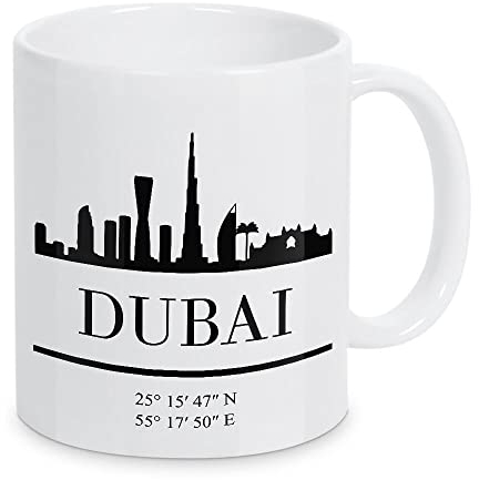 artboxONE Tasse Dubai UAE Black Skyline Art von Emiliano Deificus - Kaffeetasse Städte