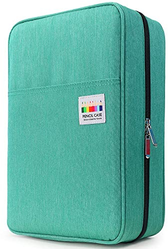 YOUSHARES Große Federmappe 300 Slots - Mäppchen Organizer Stiftetui mit Mehrschichtigem Halter für Prismacolor Coloured Pencils & Gel Pen (Grün)