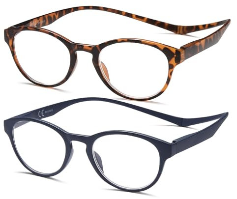 NEW VISION Lesebrille mit Magnetverschluss 2 pack, Lesebrillen, Bequem Magnetverschluss, Reading Glasses NV3312, Lesehilfe für Damen Herren (T.B., 1.5, diopters)