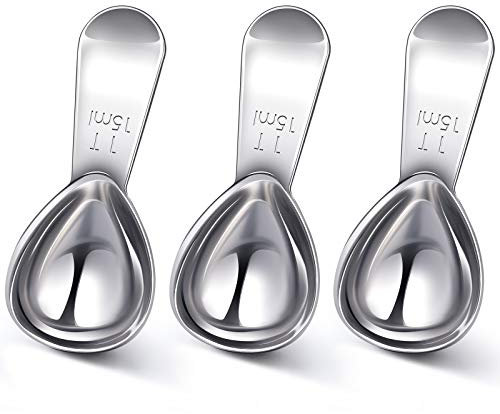 3 Pieces Coffee Scoop Stainless Steel Coffee Scoops Short Handle Tablespoon Measuring Spoons for Coffee Tea Sugar (Silver, 15 ml)