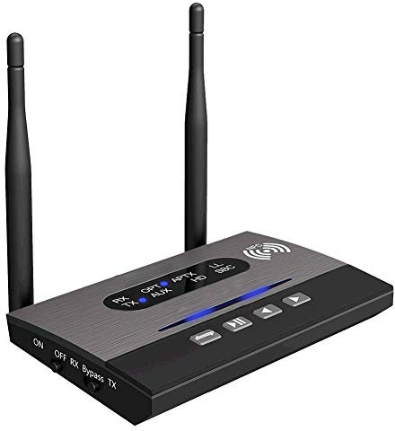 Bluetooth 5.0 Audio Transmitter Receiver, Built-in Battery, Bluetooth Transmitter Splitter for TV/BT Headset, AptX HD, Low Latency, High Definition, Dual Link, Optical RCA 3.5 Mm