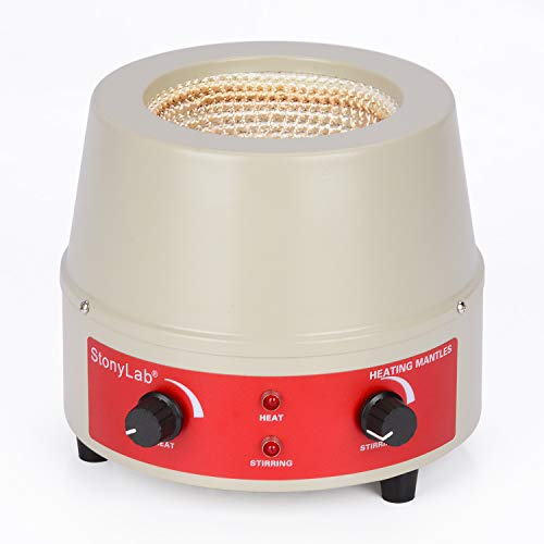 stonylab Heating Mantle, Adjustable Heating and Stirring Electromantles Electrothermal Lab Heating Mantle with Magnetic Stirrer 0-1600 RPM Temperature Control 220V/450℃ 250W - 500 ml