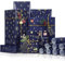 Larcenciel Weihnachten Geschenkpapier Set, Geschenkpapier + Aufkleber + Packseil, 8 Design 43x100CM Verpackt in Einer Rolle, Ruhiges Dunkelblaues Weihnachtspapier Geschenkverpackungen für Party