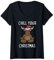 Damen Rentier Christmas Yoga Namaste Chill Spruch Geschenkidee T-Shirt mit V-Ausschnitt