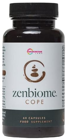 Microbiome Labs ZenBiome Cope – Clinically Studied Bifidobacterium longum 1714™ Probiotic Supplement, Vitamin B6 B12 & Saffron Extract – Supports Gut–Brain Axis & Digestion – Shelf-Stable, 60 Capsules