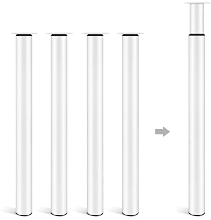 Dhouse Tischbeine 4 Stück Ø 60 mm Höhenverstellbar 710-1100mm Zylindrisch Metall Möbelfuß Geeignet für Frühstückstisch Schreibtisch Arbeitsplatten (Weiß)